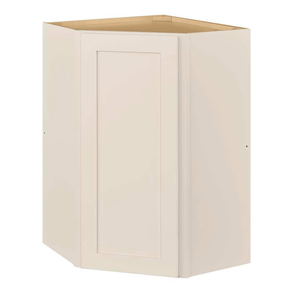 Hampton Bay Avondale 24 in. W x 24 in. D x 36 in H Ready to Assemble Plywood Shaker Diagonal Corner Kitchen Cabinet in Antique White