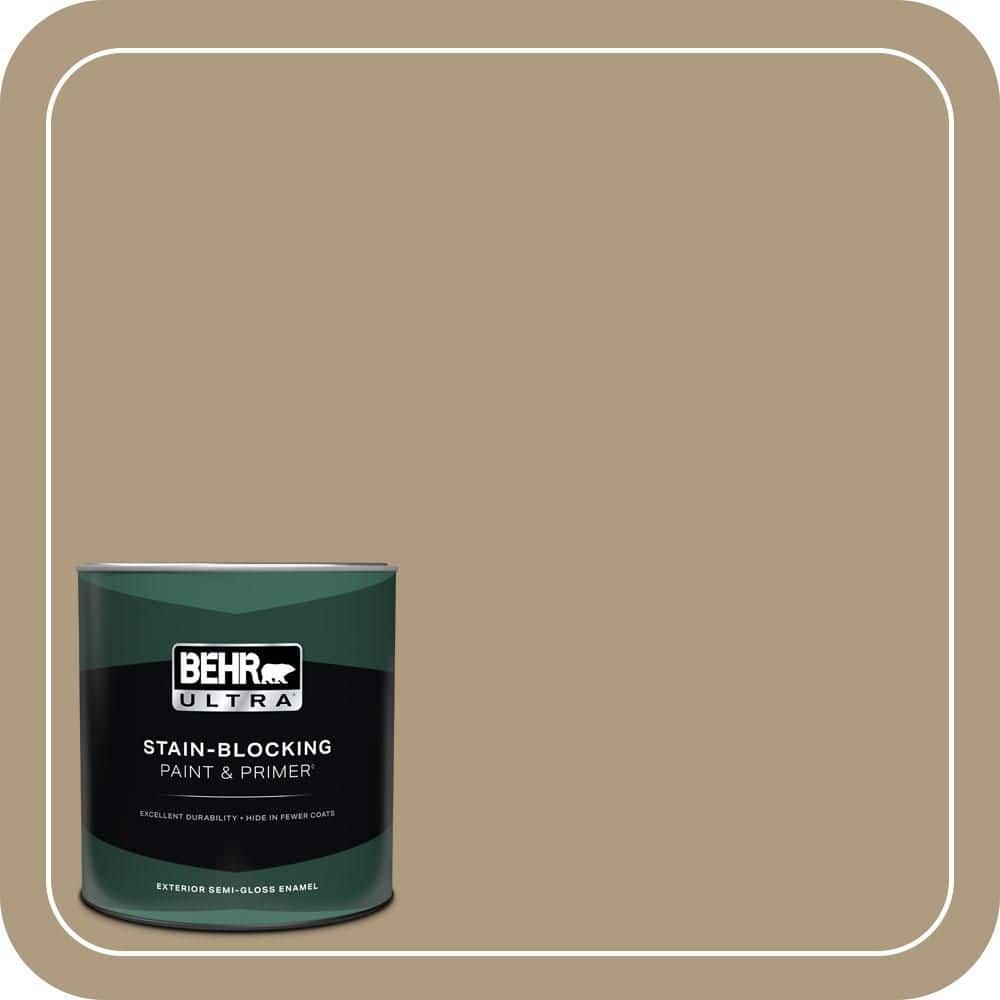 BEHR ULTRA 1 qt. #MQ2-24 Golden Olive Semi-Gloss Enamel Exterior Paint & Primer