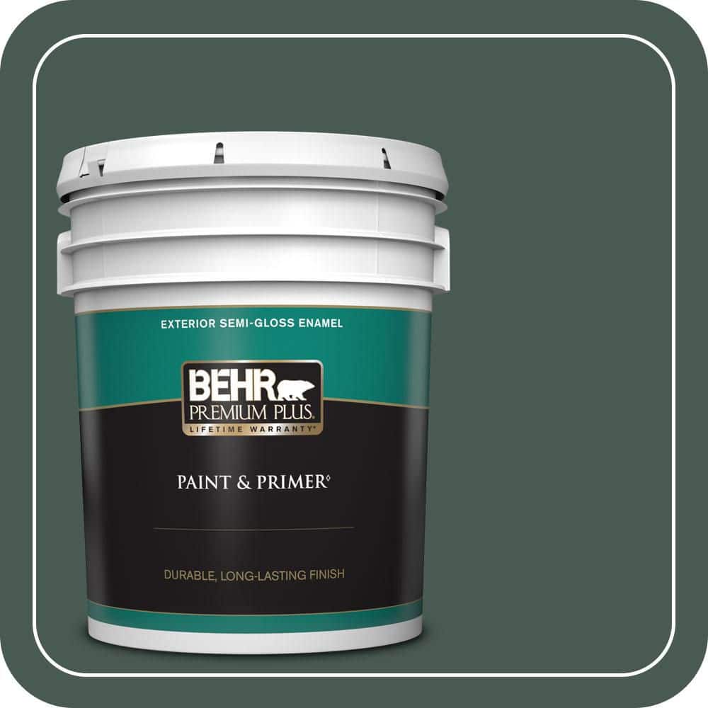BEHR PREMIUM PLUS 5 gal. #S420-7 Secluded Woods Semi-Gloss Enamel Exterior Paint & Primer