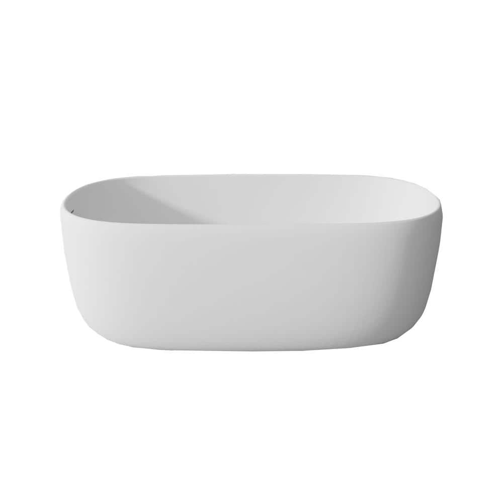 Boosicavelly 51 in. x 25.60 in. Solid Surface Freestanding Soaking Bathtub with Center Drain in Matte White (1)