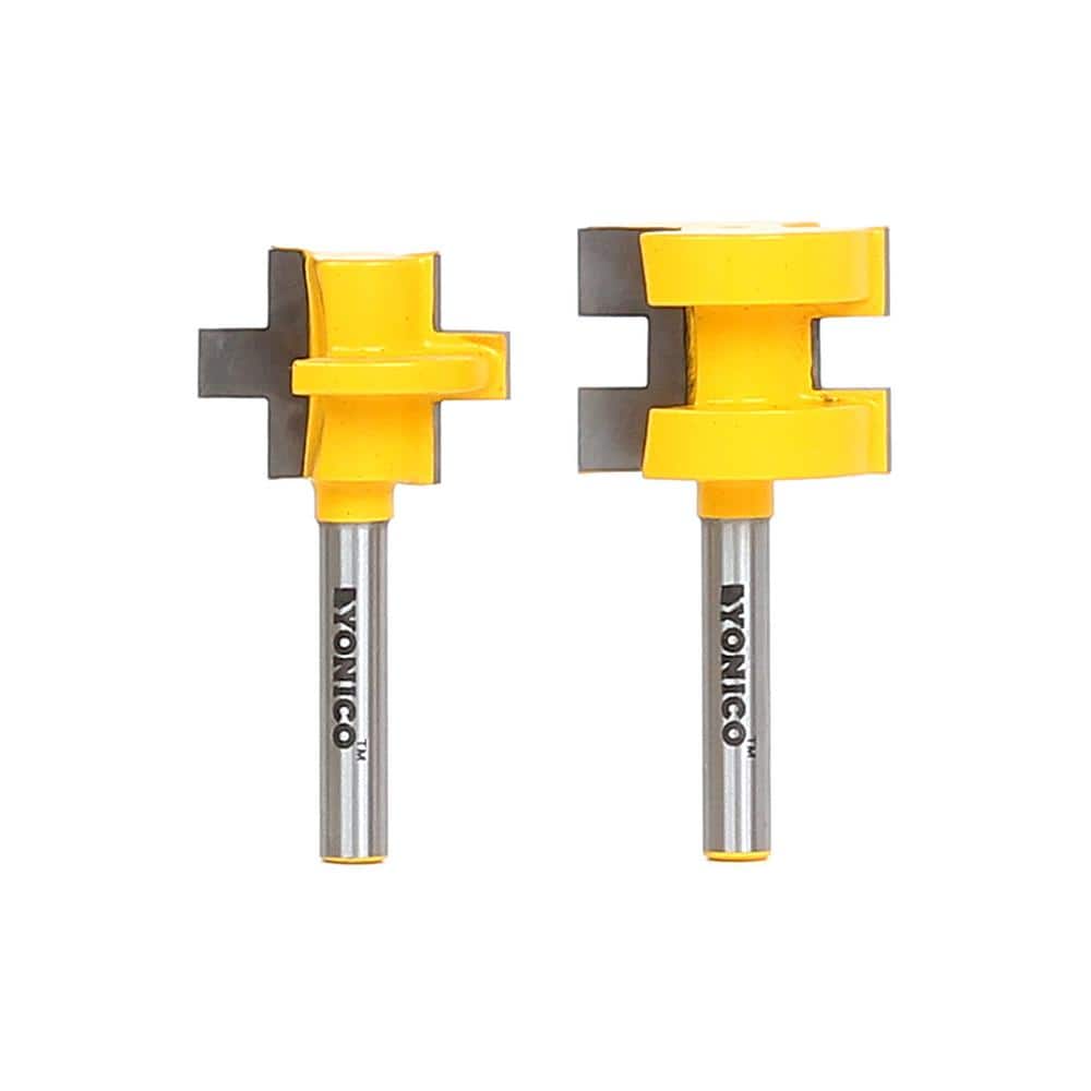 Yonico Tongue and Groove up to 13/16 in. Stock 1/4 in. Shank Carbide Tipped Router Bit Set (2-Piece)
