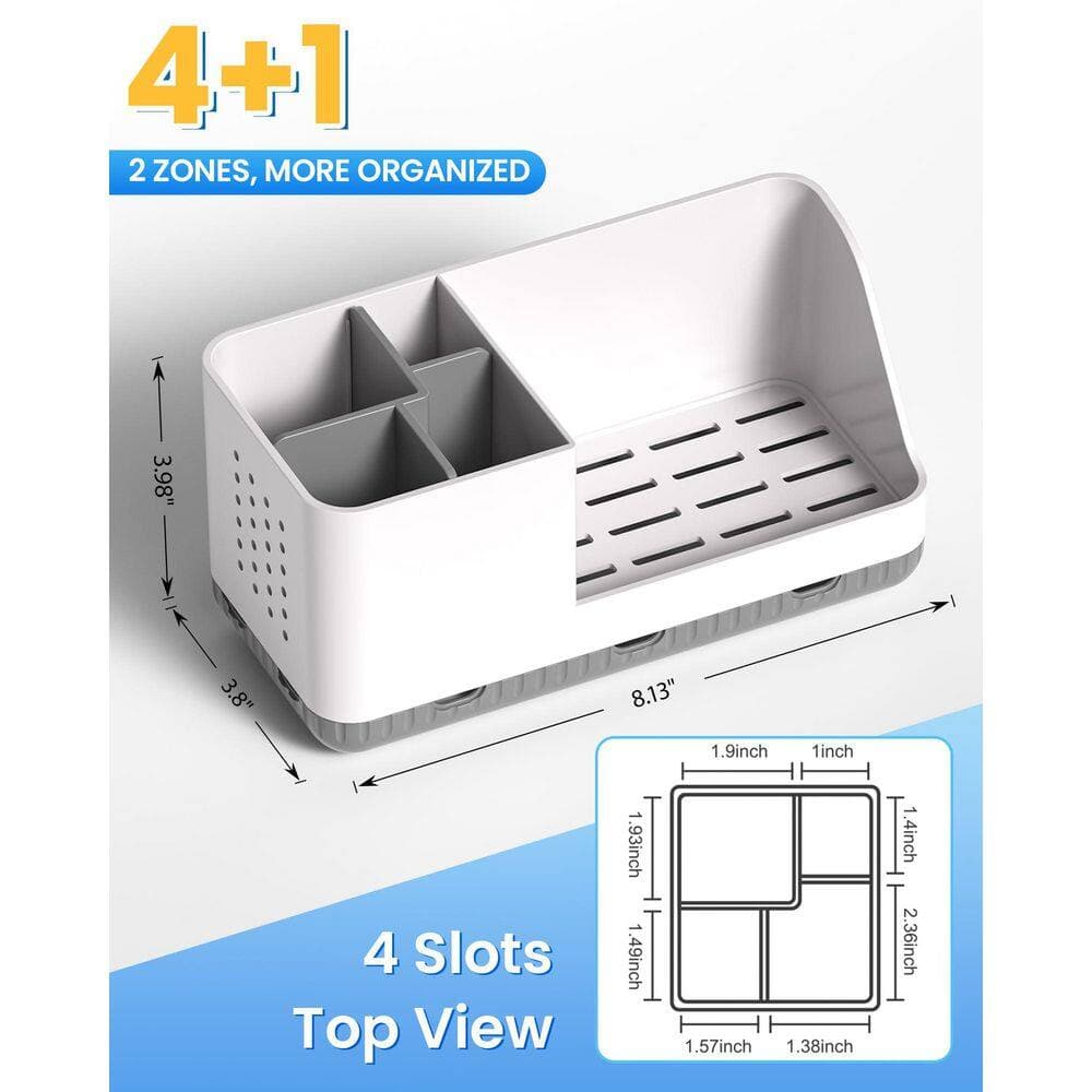 KHKFY Detachable Multi-Compartment Toothbrush and Toothpaste Holder for Bathroom Countertop, 8.13 x 3.8 x 3.98 (3)