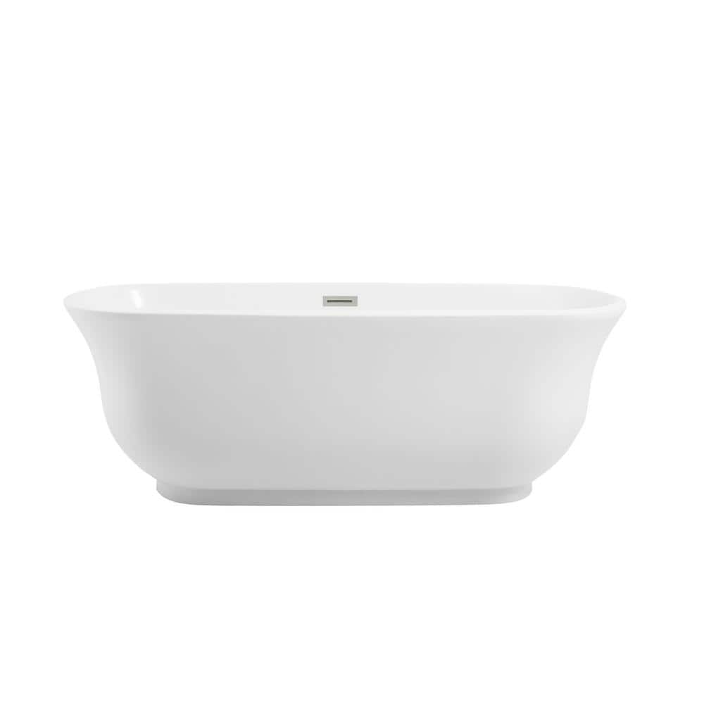 Unbranded Timeless Home 67 in. x 31 in. Soaking Bathtub with Center Drain in Glossy White with Brushed Nickel Trim