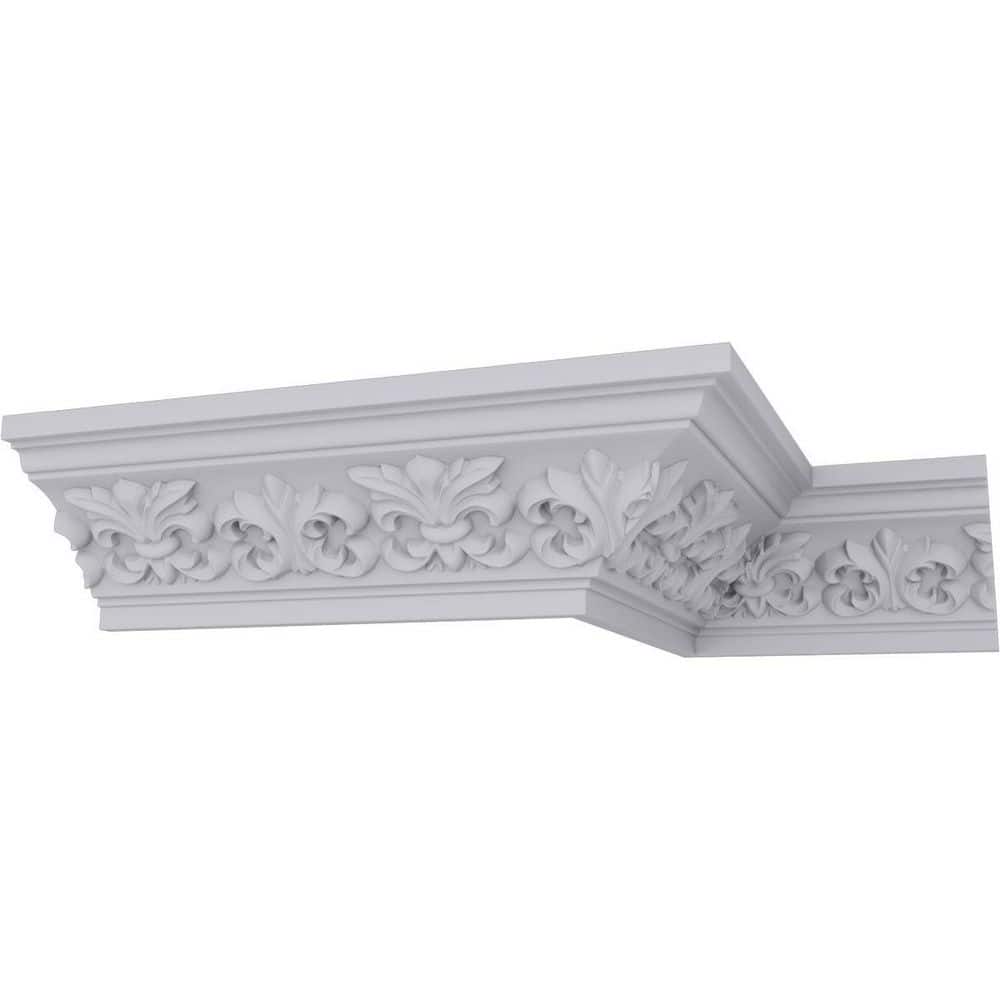 Ekena Millwork 3-1/4 in. x 3-1/4 in. x 94-1/2 in. Polyurethane Fleur De Lis Crown Moulding (1)