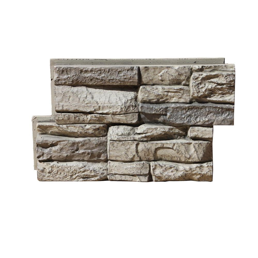 TRITAN BP Stick-A-Stone Peel and Stick 13.75 in. x 8.5 in. Gray Fox 8-Piece Pack 5.6 Sq. Ft. Polyurethane Faux Stone Panel