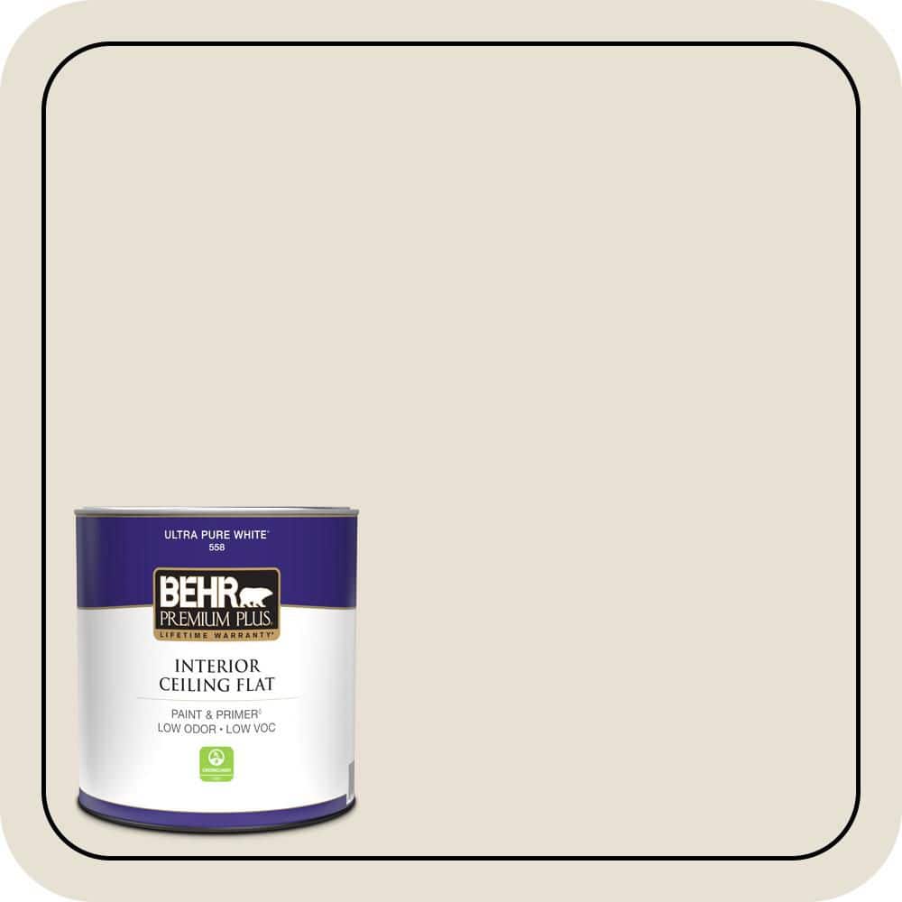 BEHR PREMIUM PLUS 1 qt. #MQ3-13 Crisp Linen Ceiling Flat Interior Paint & Primer (1)
