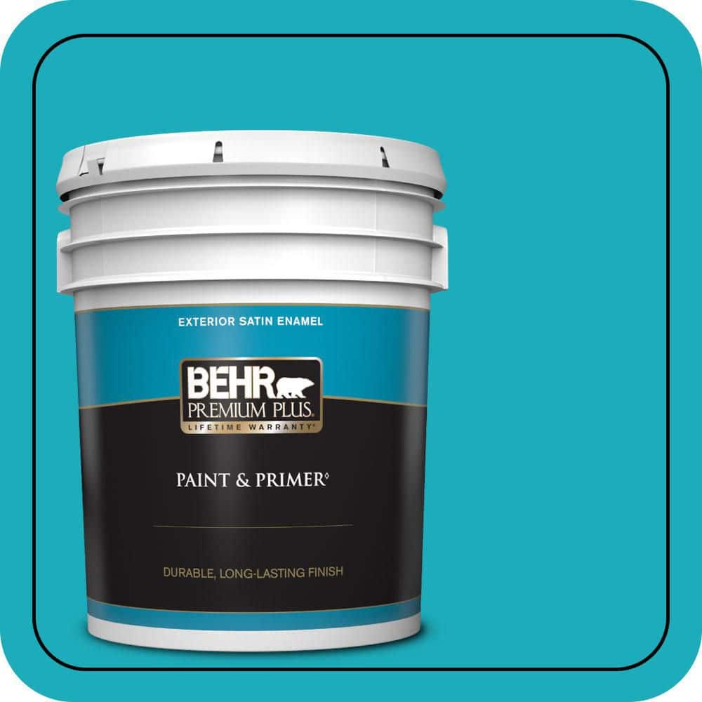 BEHR PREMIUM PLUS 5 gal. #P470-5 Placid Sea Satin Enamel Exterior Paint & Primer
