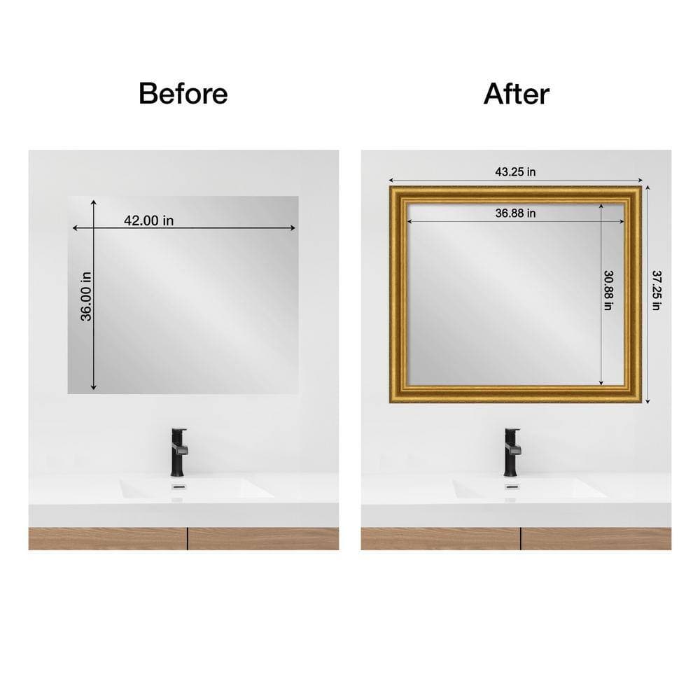 Amanti Art Mirror Makeover Parlor Gold 43.25 in. W x 37.25 in. H Bathroom Mirror Frame Border Kit-Fits a 42 x 36 Mirror (2)