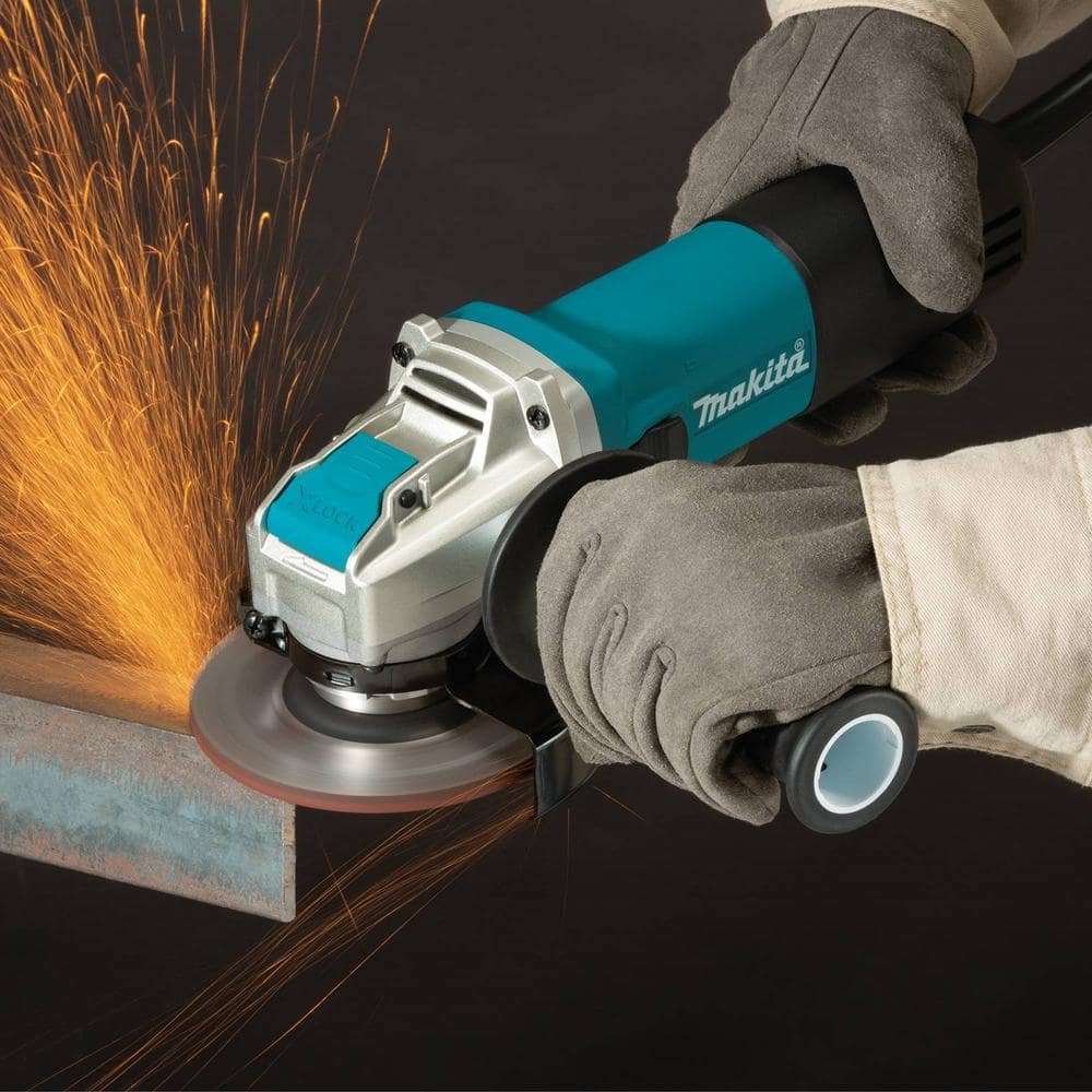 Makita 7.5 Amp Corded 4.5 in. X-LOCK AC/DC Switch Angle Grinder with 4.5 in. Diamond Ceramic and Granite Cutting Blade (3)