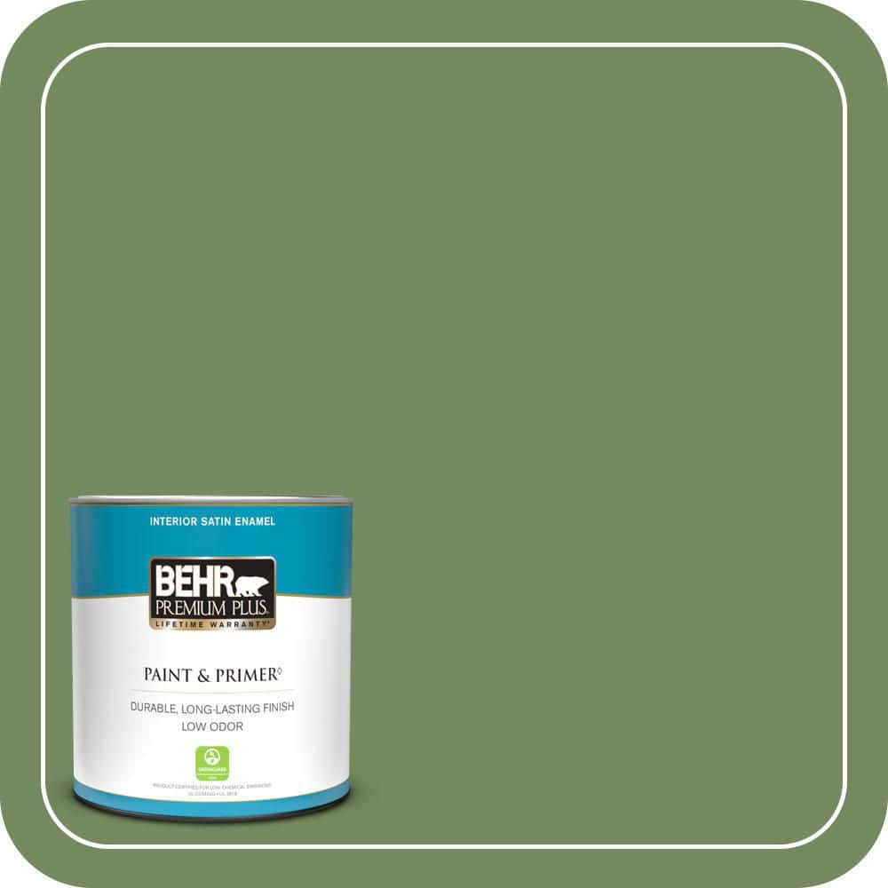 BEHR PREMIUM PLUS #M380-6 Fern Canopy Flat Interior/Exterior Paint & Primer Color Sample (1)