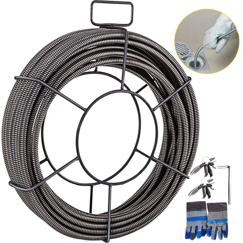 SKYSHALO Drain Cleaning Cable 100 ft. x 1/2 in. Solid Core Cable Sewer Cable Drain Auger Cable Cleaner Snake Clog Pipe Drain