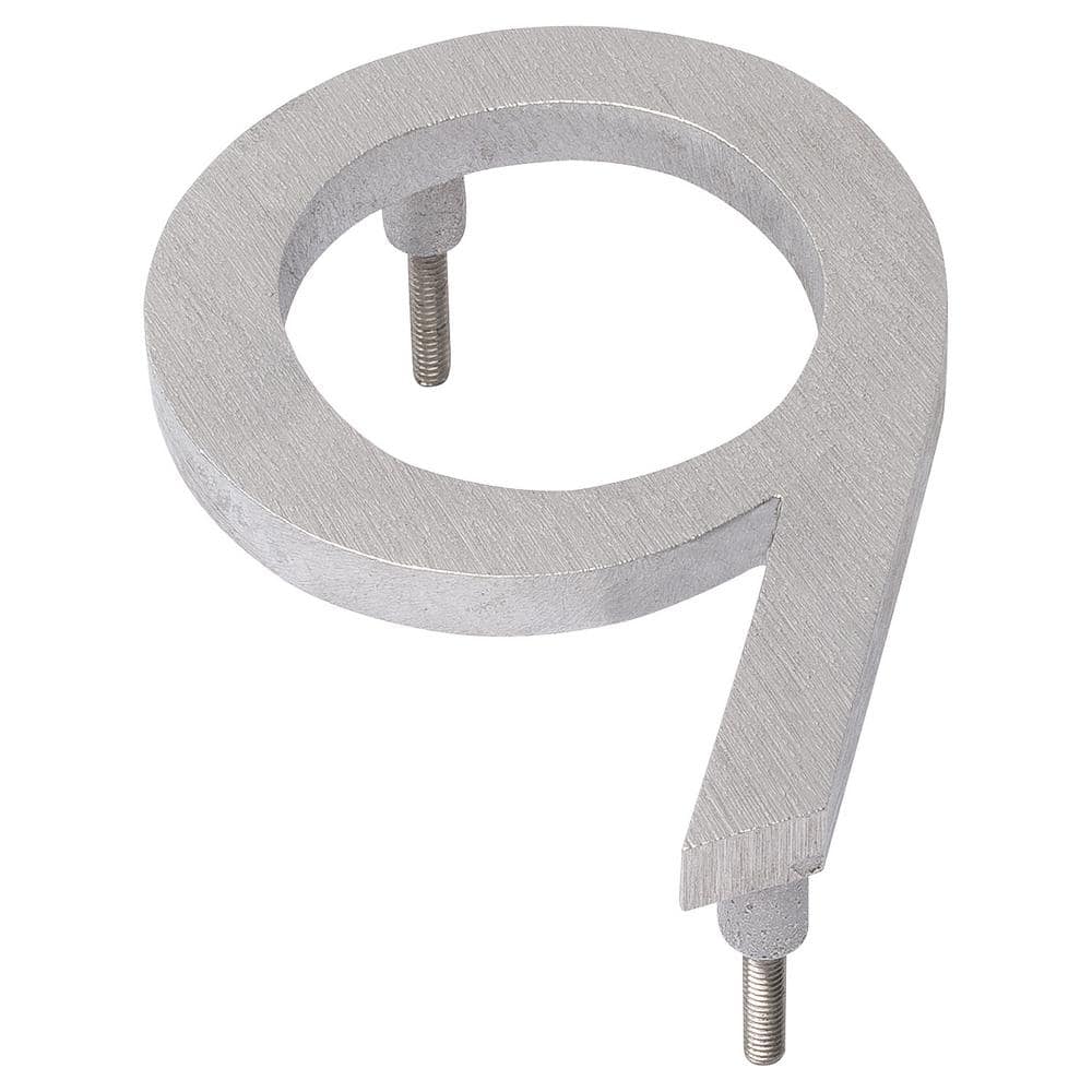 Montague Metal Products 10 in. Brushed Aluminum Floating or Flat Modern House Number 9 (1)