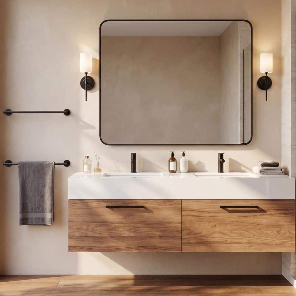 Forious pro 24 in. Wall Mounted Single Towel Bar in Matte Black (2-Pack) (3)
