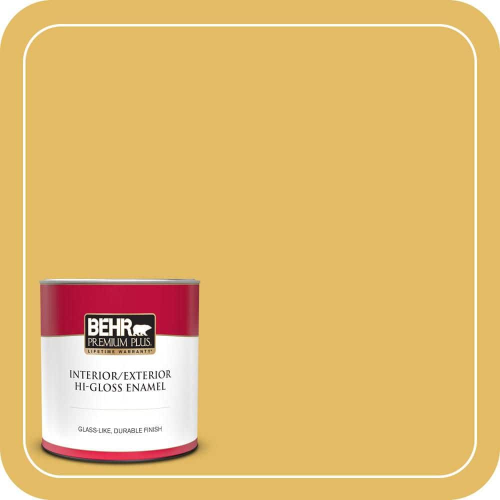 BEHR PREMIUM PLUS 1 qt. #MQ4-12 Dandelion Wish Hi-Gloss Enamel Interior/Exterior Paint & Primer (1)