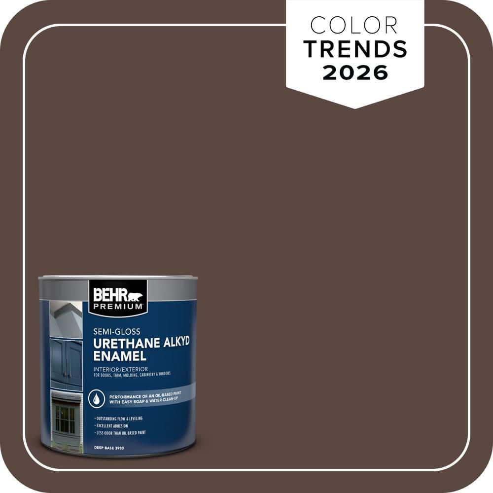 BEHR PREMIUM 1 qt. #N170-7 Baronial Brown Semi-Gloss Enamel Urethane Alkyd Interior/Exterior Paint (1)
