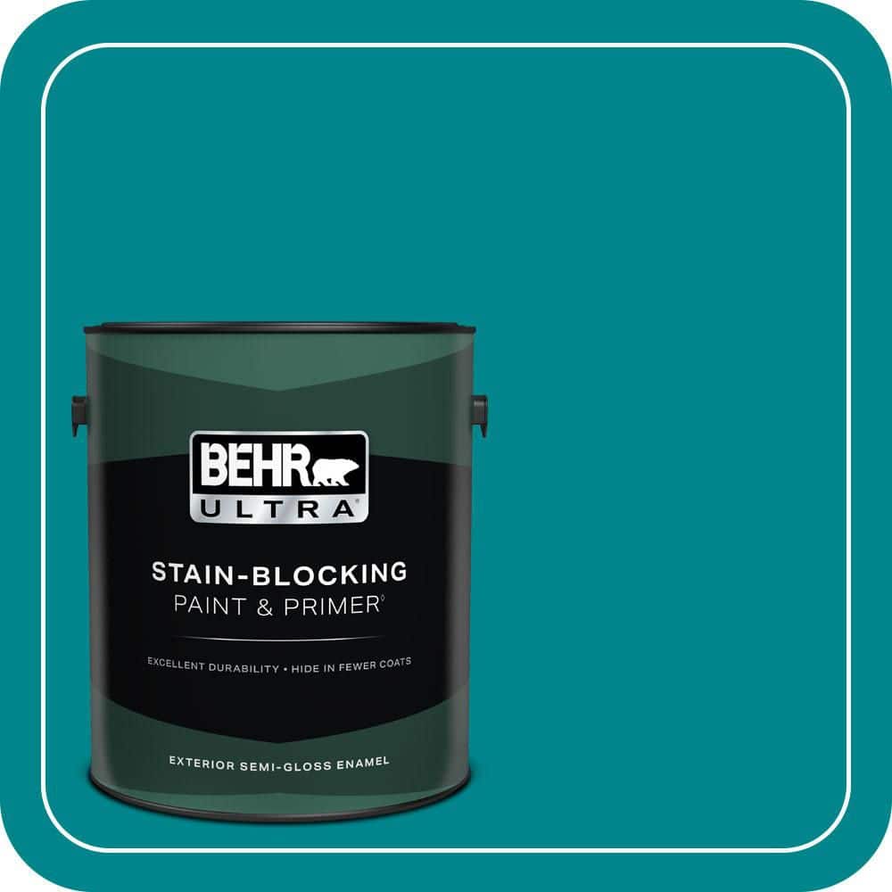 BEHR ULTRA 1 gal. #500B-7 Tucson Teal Semi-Gloss Enamel Exterior Paint & Primer