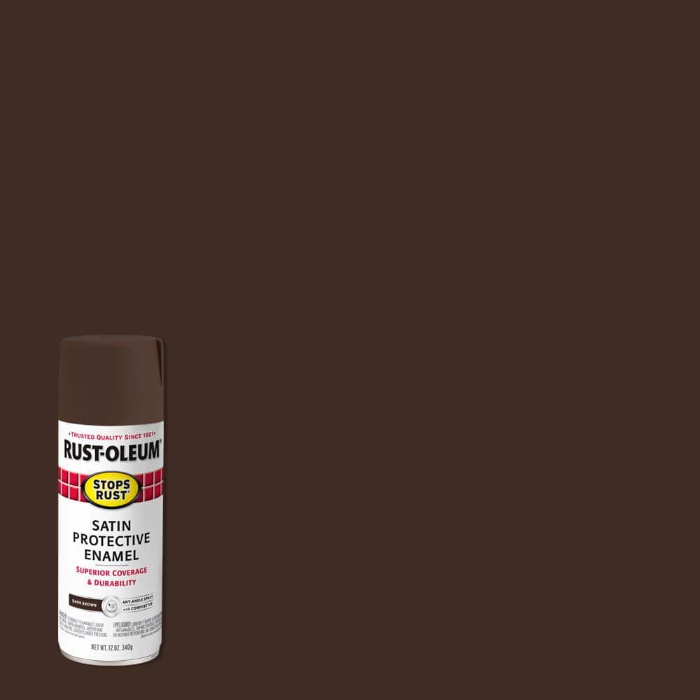 Rust-Oleum Stops Rust 12 oz. Protective Enamel Satin Dark Brown Spray Paint (3-Pack)