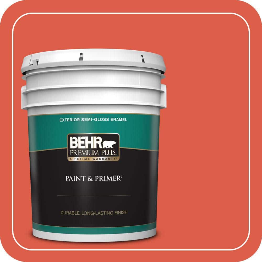 BEHR PREMIUM PLUS 5 gal. #P180-6 Pimento Semi-Gloss Enamel Exterior Paint & Primer