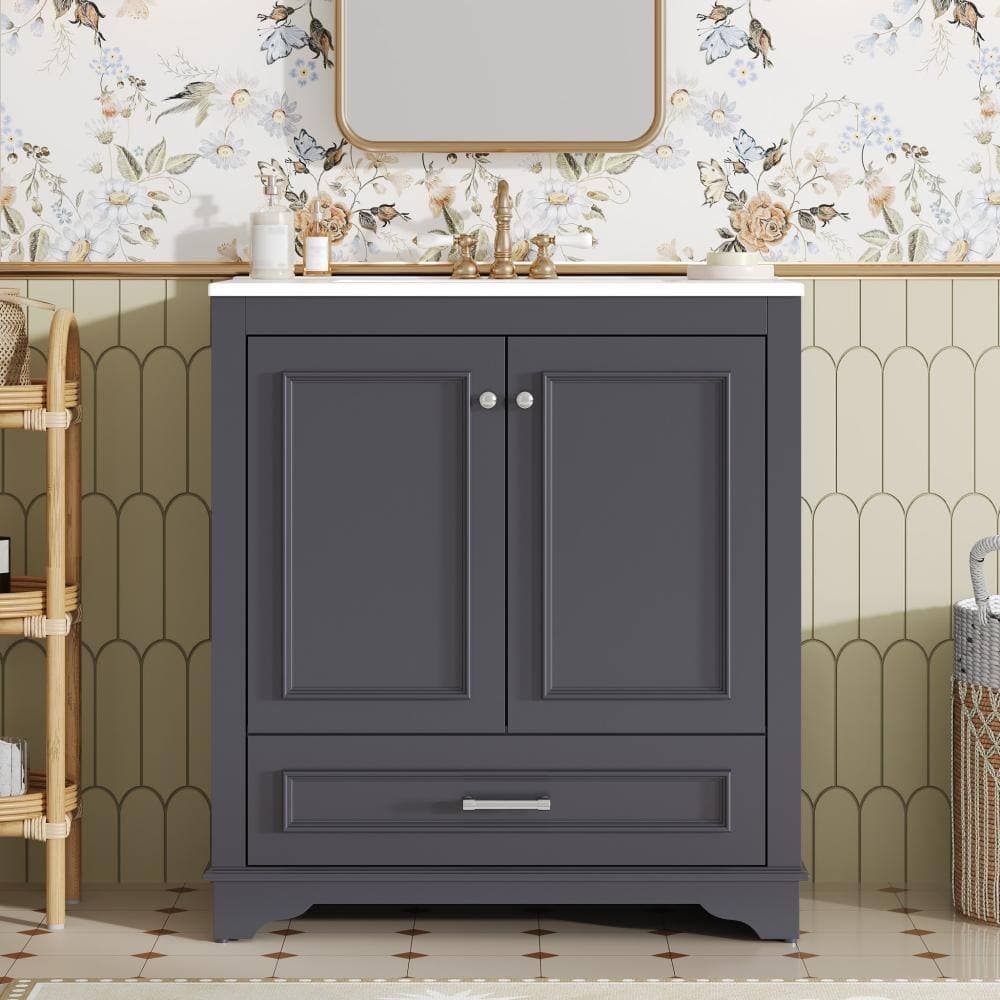 Unbranded Blue 30in Luxurious Bathroom Vanities Cabinet with 2 large Soft Closing Doors Bathroom (2)