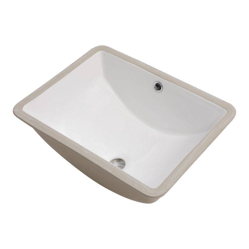 LORDEAR 18 in. Ceramic Undermount Bathroom Vessel Sink in White