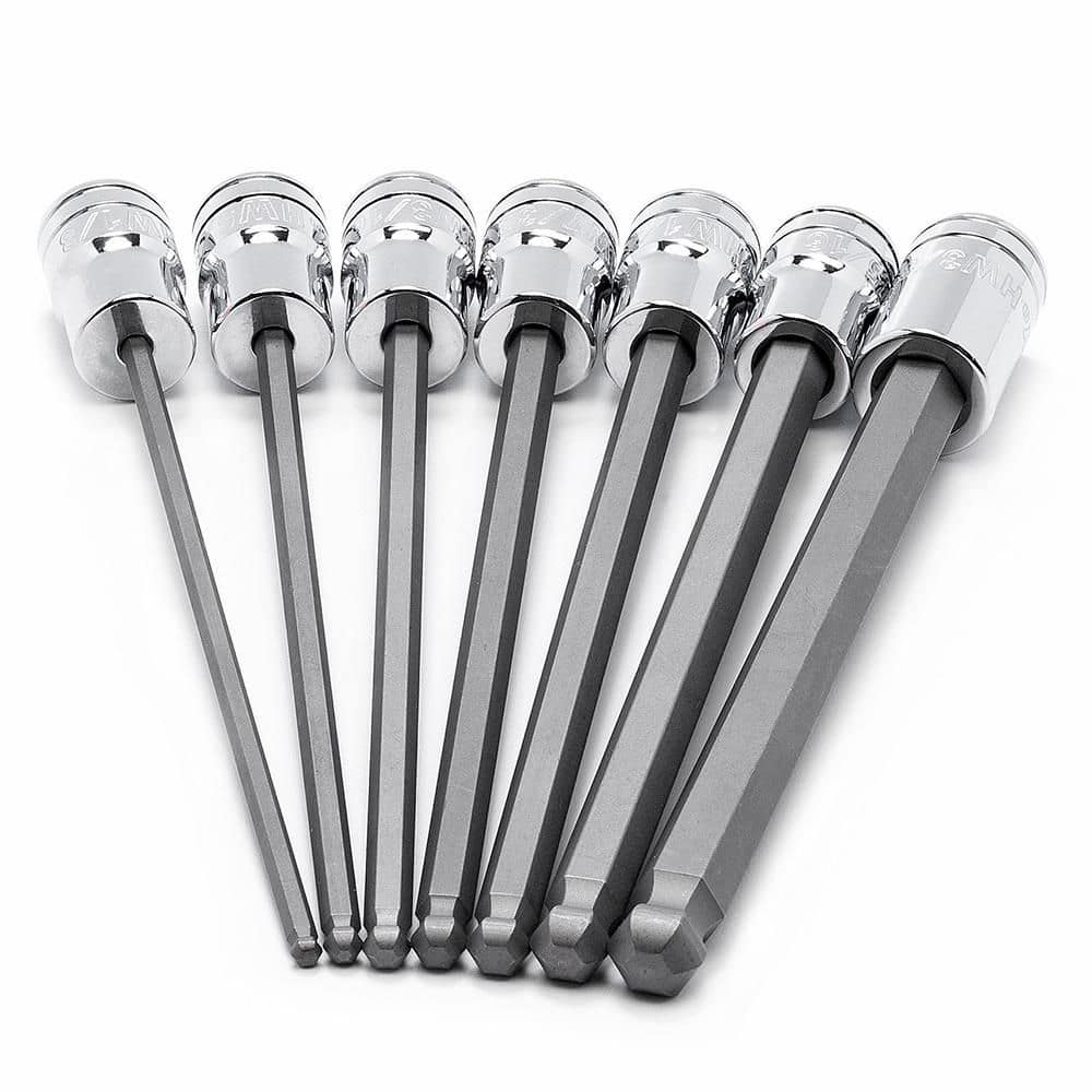 Husky 3/8 in. Drive SAE Long Ball Hex Bit Socket Set (7-Piece) (4)