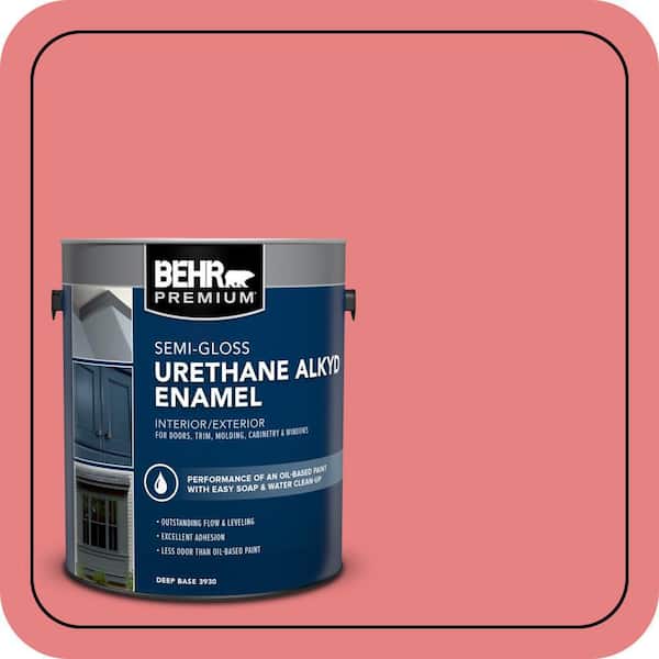 BEHR PREMIUM 1 gal. #P170-4 Sugar Poppy Urethane Alkyd Semi-Gloss Enamel Interior/Exterior Paint (2)