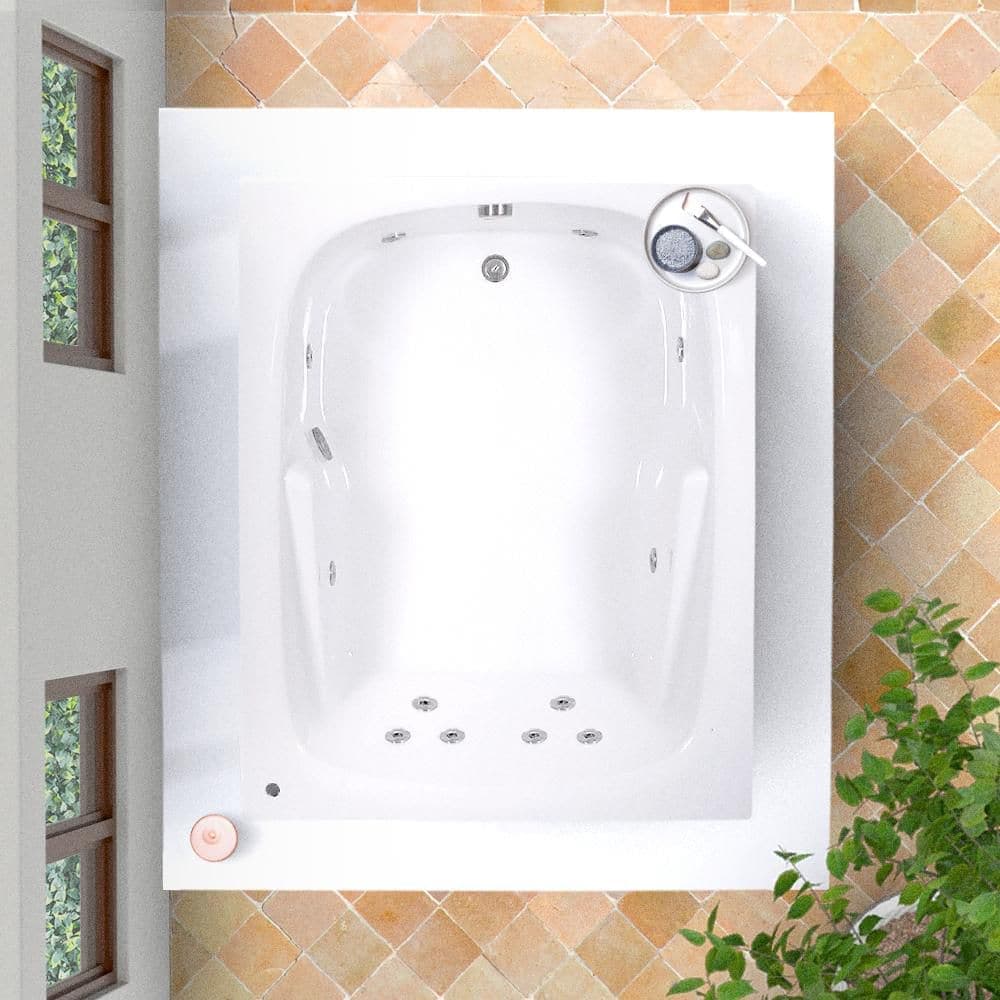 Comfortflo 60 in. x 48 in. Acrylic Rectangular Drop-in Whirlpool Bathtub with Reversible Drain in White (3)