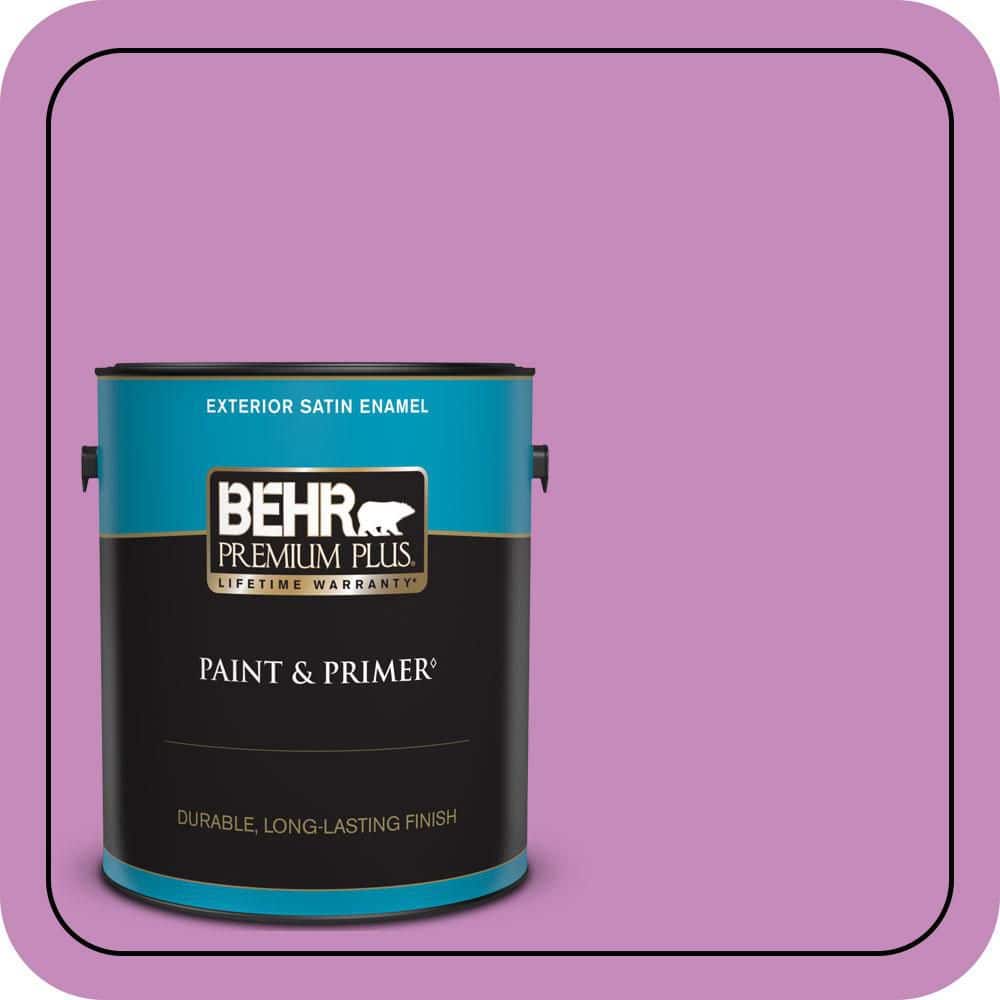 BEHR PREMIUM PLUS 1 gal. #P110-4 Rock Star Pink Satin Enamel Exterior Paint & Primer
