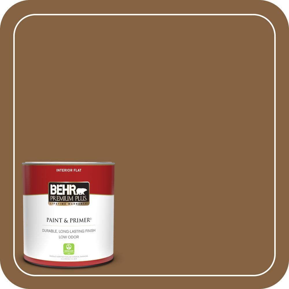 BEHR PREMIUM PLUS #MQ2-10 Burnt Caramel One-Coat Hide Enamel Interior Stain-Blocking Paint and Primer (1)