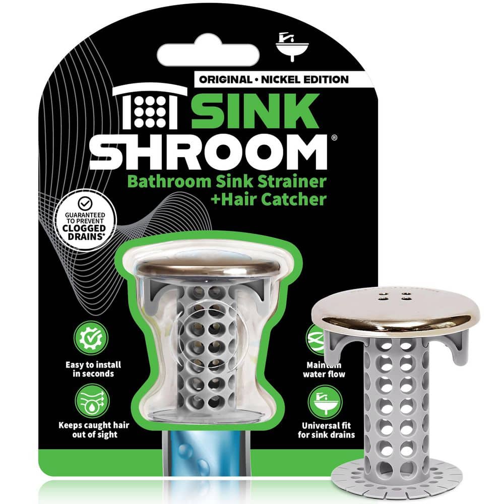 SinkShroom 1 in. - 1.25 in. Bathroom Sink Drain Protector Hair Catcher in Brushed Nickel
