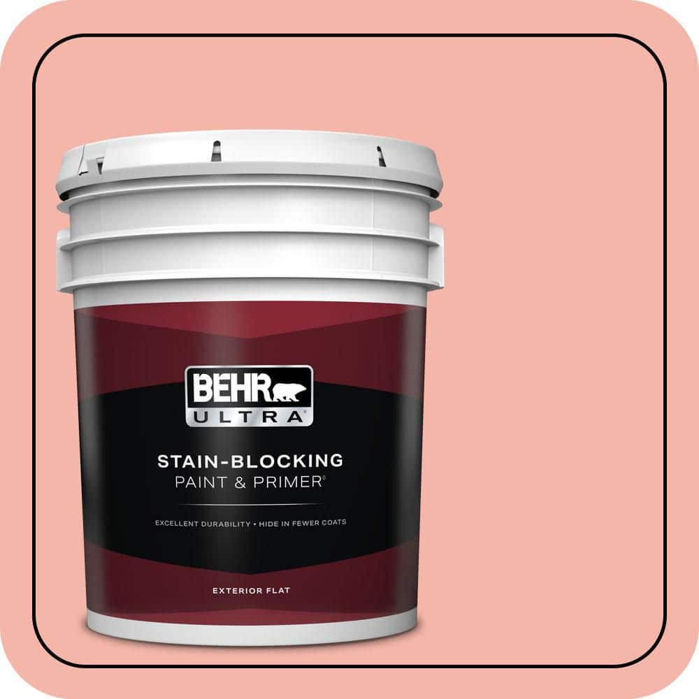 BEHR ULTRA 5 gal. #P180-3 Pink Mimosa Flat Exterior Paint & Primer