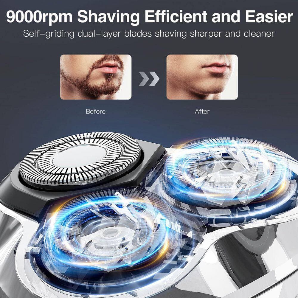 Wudkey 1-Piece Bathroom Accessory Set in Black, Electric Razor for Men with 4D Floating Head and LCD Display, IPX6 Waterproof (2)