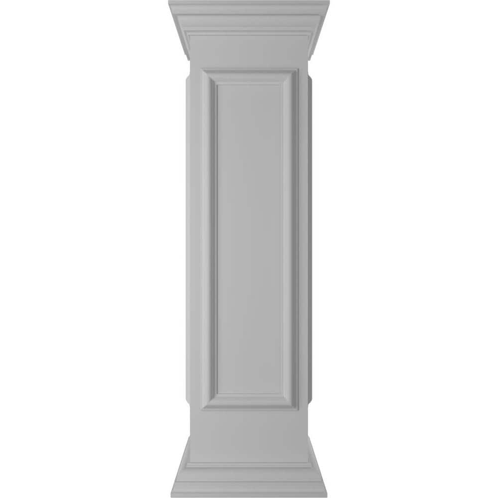 Ekena Millwork End 48 in. x 12 in. White Box Newel Post with Panel, Flat Capital and Base Trim (Installation Kit Included)