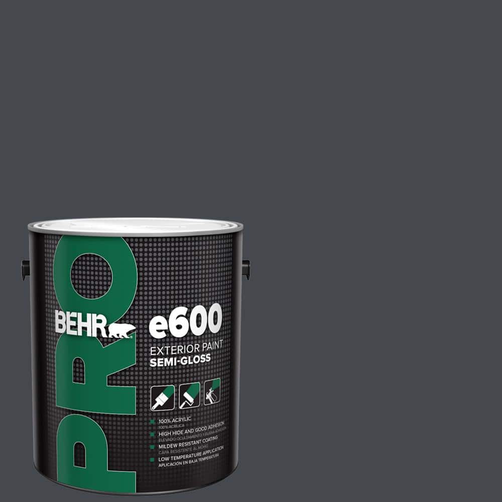 BEHR PRO 1 gal. #N490-7 Ink Black Semi-Gloss Acrylic Exterior Paint