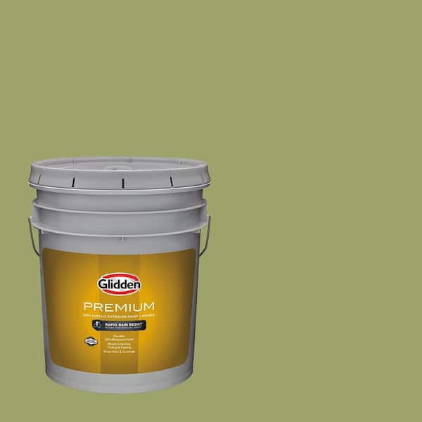 Glidden Premium 5 gal. PPG1119-6 Golden Grass Flat Exterior Latex Paint (2)