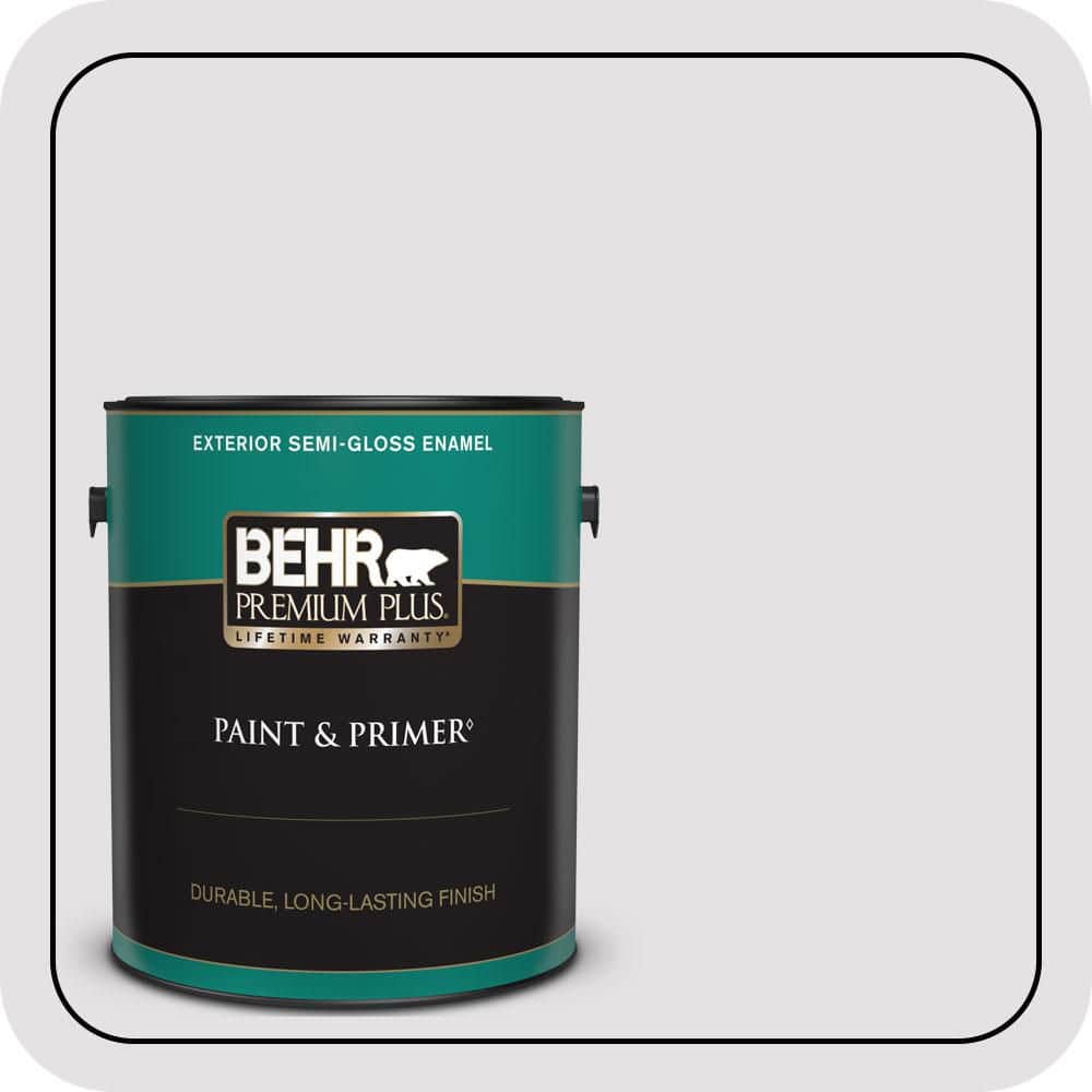 BEHR PREMIUM PLUS 1 gal. #PR-W02 Early Crocus Semi-Gloss Enamel Exterior Paint & Primer