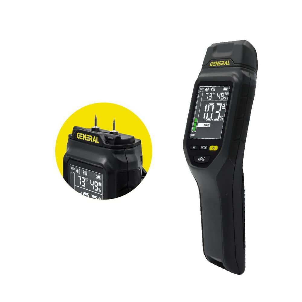General Tools Pin Moisture Meter with Backlit Display for Wood, Drywall, and Building Materials (2)