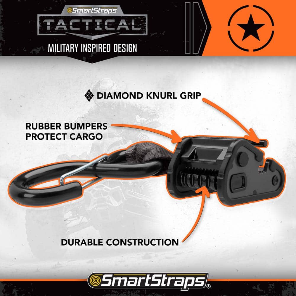 SmartStraps 8 ft. Gray Tactical Cambuckle Tie Down Straps with 700 lb. Safe Work Load - 2 pack (3)