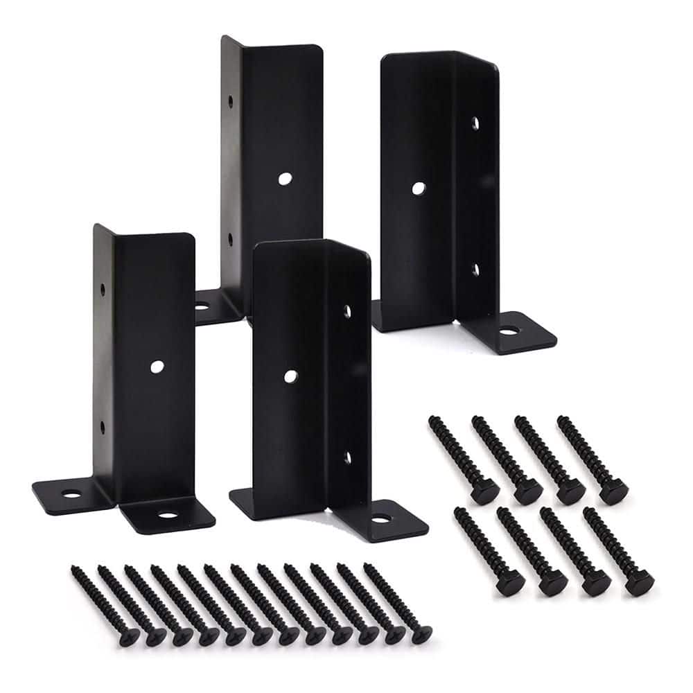 Afoxsos Carbon Steel Galvanized Adjustable Post Anchor Brackets Kit for 4 x 4 Post Heavy Duty Fence Deck Supports (4-Pack) (1)
