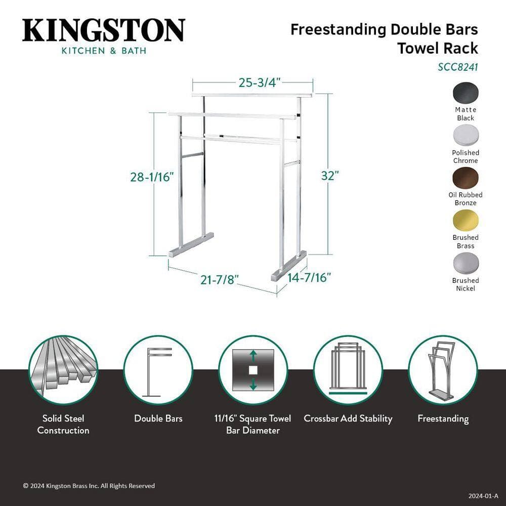 Kingston Brass Edenscape 2-Bar Freestanding Towel Rack in Brushed Nickel (2)