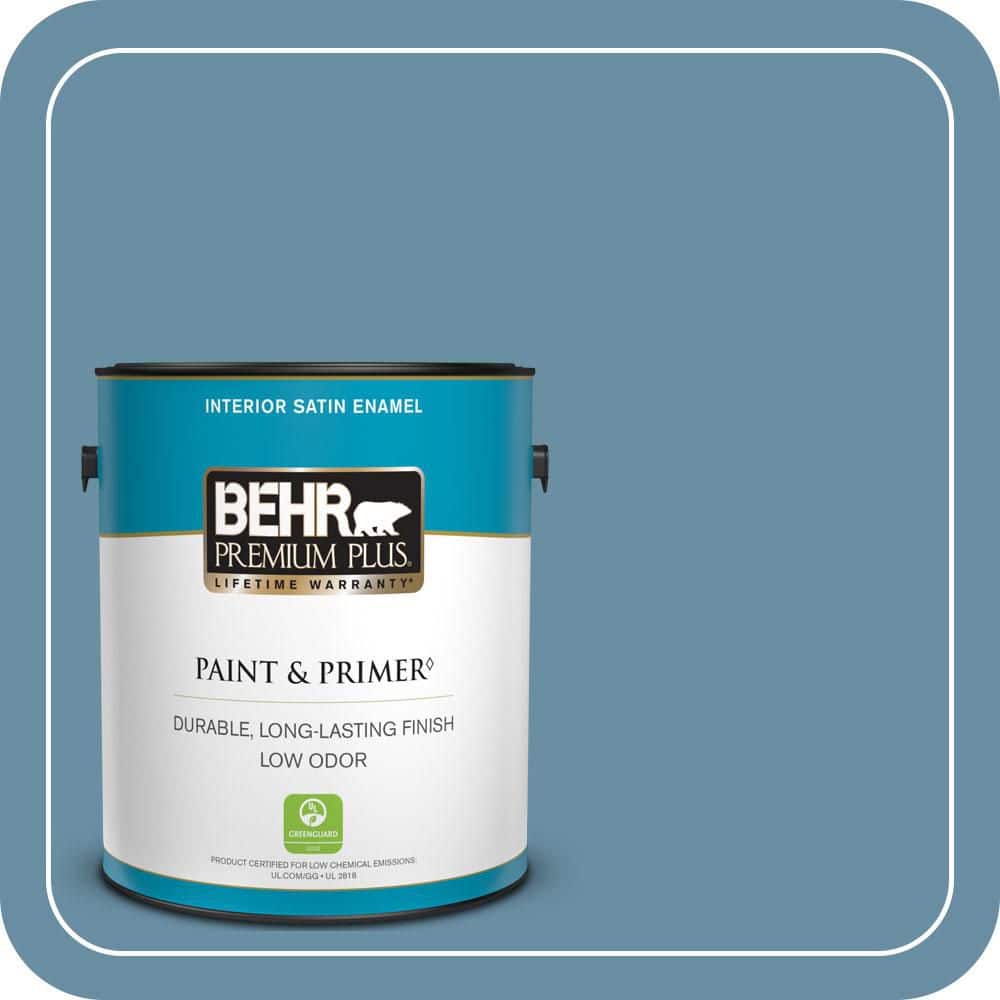 BEHR PREMIUM PLUS 1 gal. #PPU14-04 French Court Satin Enamel Low Odor Interior Paint & Primer (1)