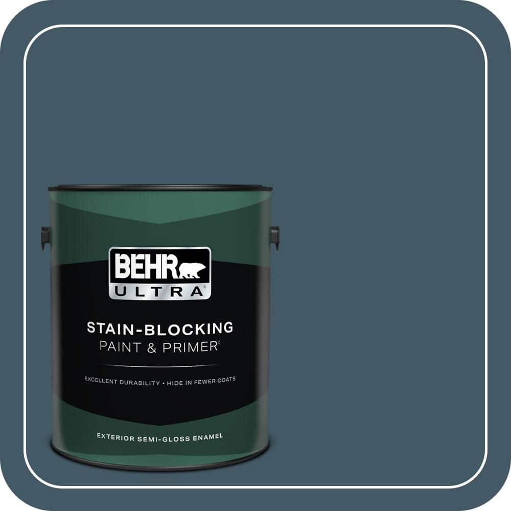BEHR ULTRA 1 gal. #S480-7 Midnight in the Tropics Semi-Gloss Enamel Exterior Paint & Primer