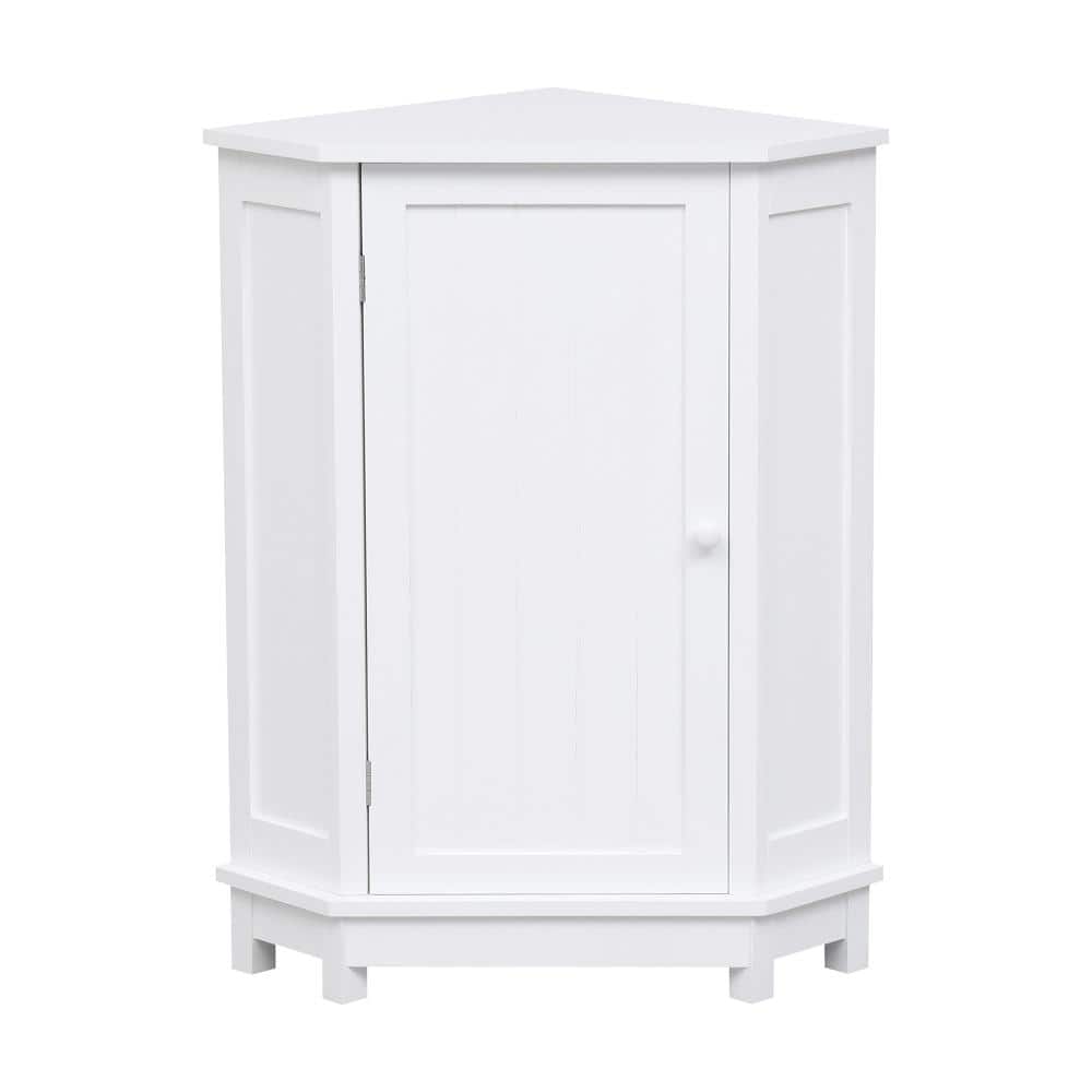 Staykiwi 25 in. W x 17.5 in. D x 31.4 in. H White Bathroom Cabinet Triangle Corner Storage Cabinet with Adjustable Shelf (1)