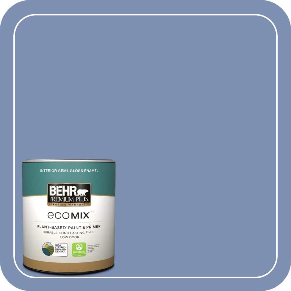 BEHR PREMIUM PLUS 1 qt. #600D-5 Babbling Brook Semi-Gloss Enamel EcoMix Plant-Based Interior Paint & Primer (1)