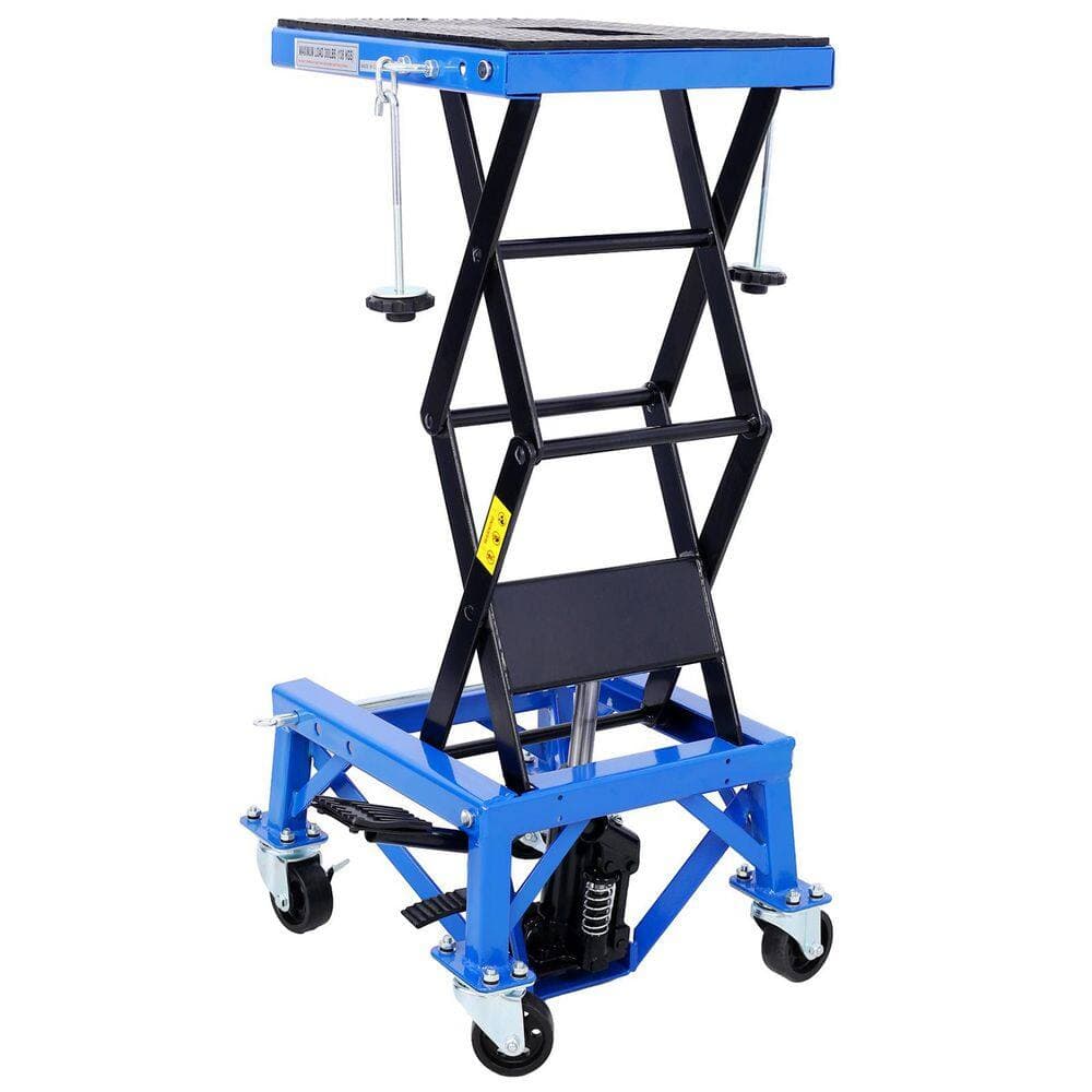 maocao hoom 300 lbs. Hydraulic Motorcycle Scissor Jack Lift Foot Step Wheels for Small Dirt Bikes, Blue Color, Jack Post (3)