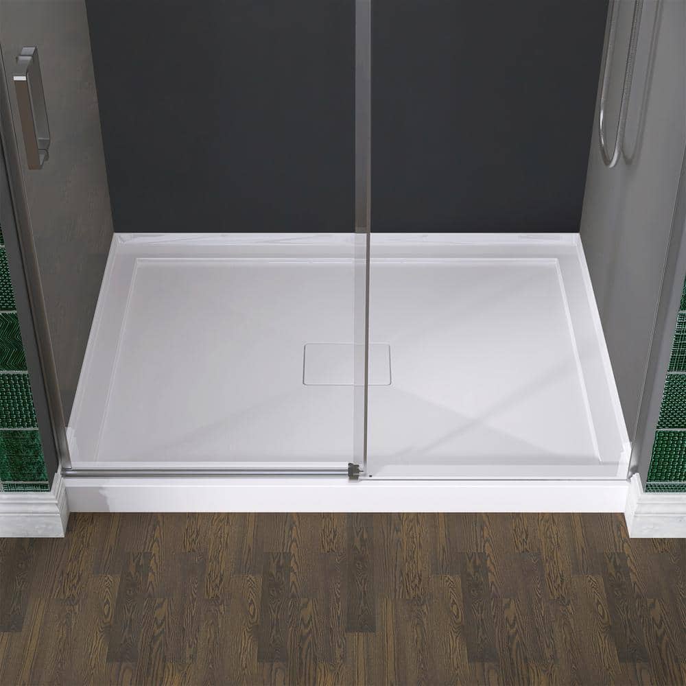 NTQ 48 in. x 36 in. Single Threshold Alcove Floor Shower Pan Base with Center Drain Hole in White (3)