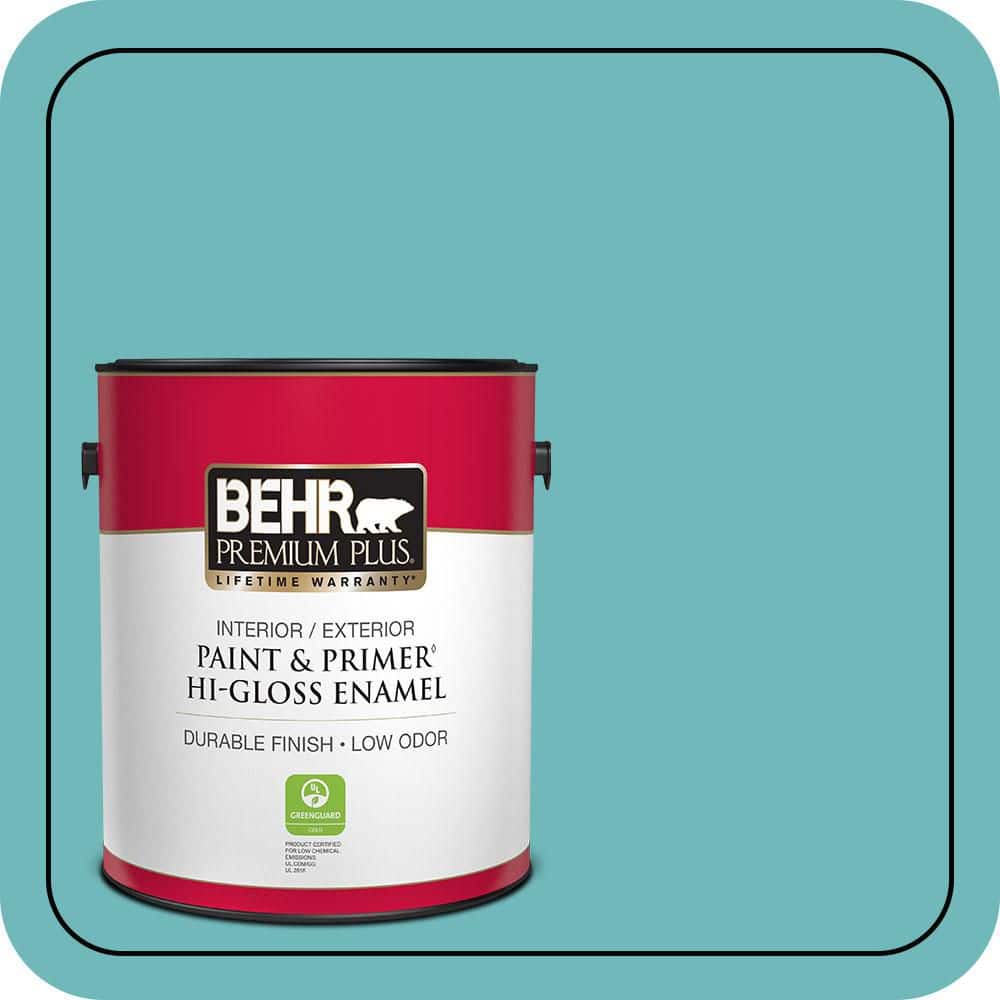BEHR PREMIUM PLUS 1 gal. #510D-5 Surfer Hi-Gloss Enamel Interior/Exterior Paint & Primer