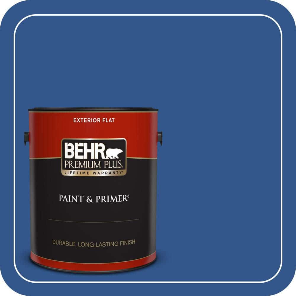 BEHR PREMIUM PLUS 1 gal. #PPU15-03 Dark Cobalt Blue Flat Exterior Paint & Primer (1)