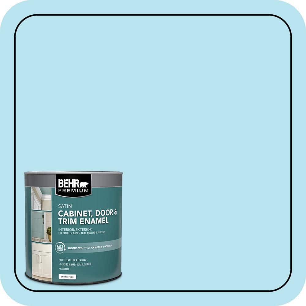 BEHR PREMIUM 1 qt. #P490-1 Ocean Front Satin Enamel Interior/Exterior Cabinet, Door & Trim Paint (1)