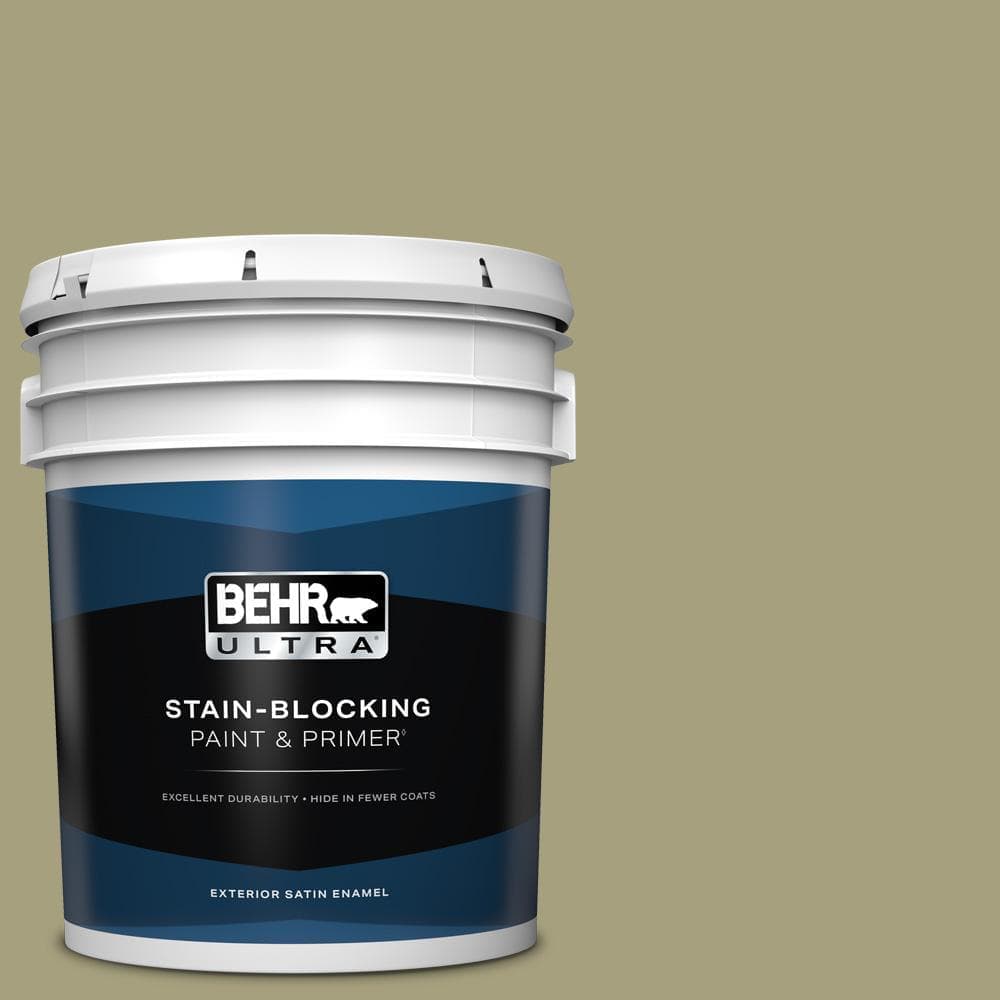 BEHR ULTRA 5 Gal. #S350-4A Dried Rosemary Satin Enamel Exterior Paint and Primer